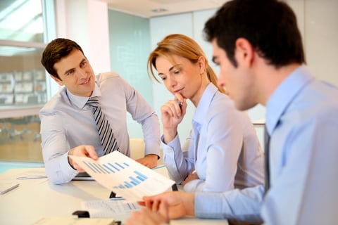 Sales director presenting business plan to team